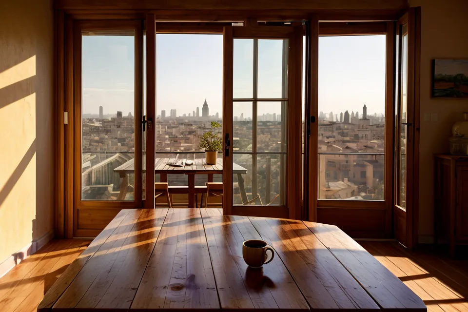 Un carnet de notes ouvert sur une table en bois avec une tasse de thé au soleil, pour noter les étapes de la séduction longue durée.
